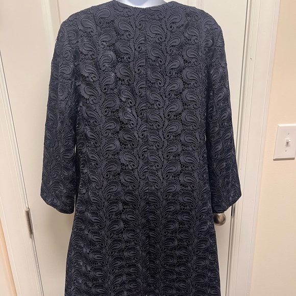 Talbots Women’s Coat Navy Blue Lace overlay Size 8 - Picture 2 of 9